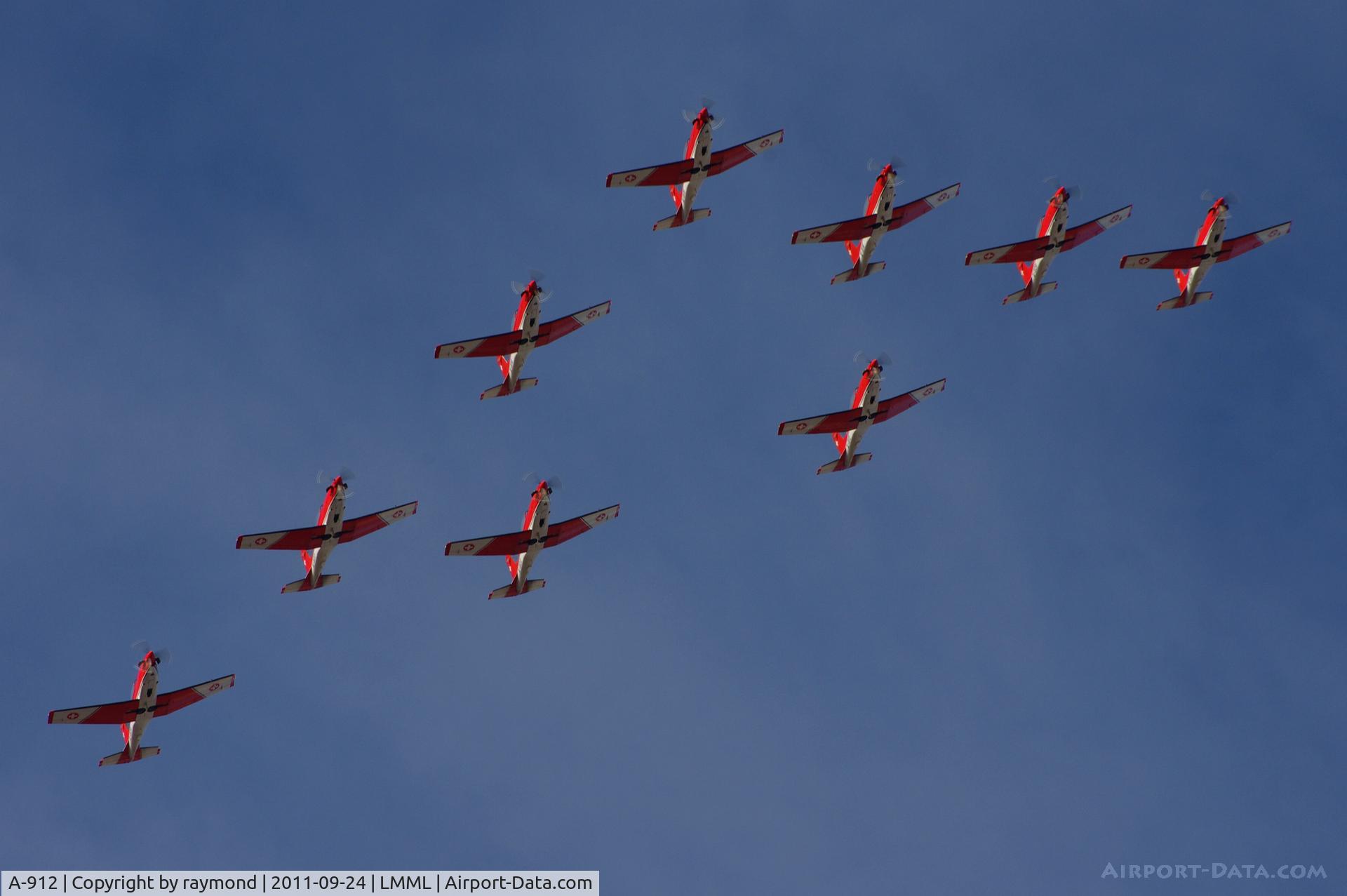 A-912, 1982 Pilatus PC-7 Turbo Trainer C/N 320, Swiss Team demonstrating during  the Malta International Airshow 2011.