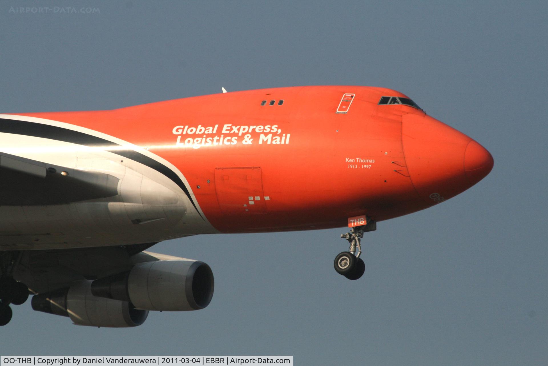 OO-THB, 2007 Boeing 747-4HAERF C/N 35234, Arrival of flight 3V006 to RWY 02