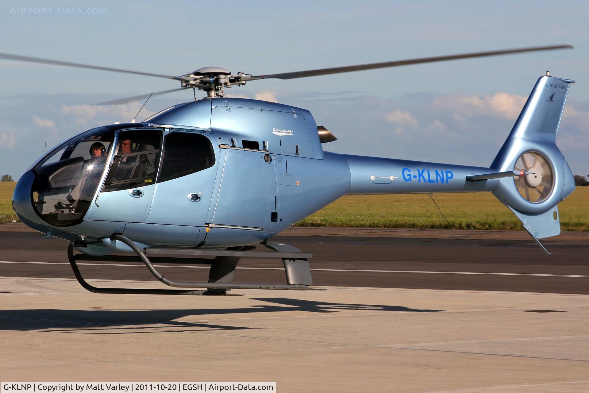 G-KLNP, 2007 Eurocopter EC-120B Colibri C/N 1492, just lifted from Saxon Air.