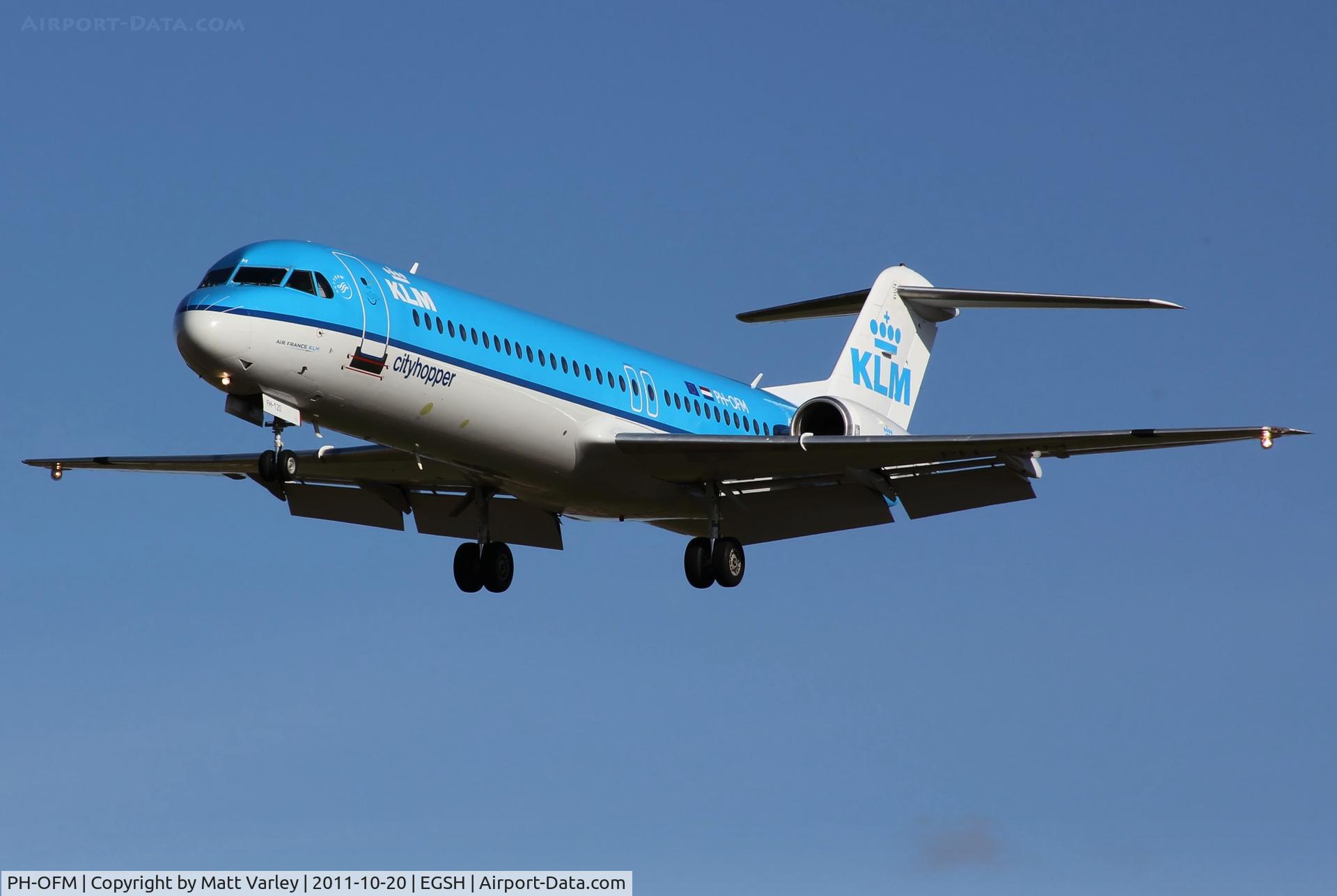 PH-OFM, 1993 Fokker 100 (F-28-0100) C/N 11475, Arriving at EGSH after an air test.