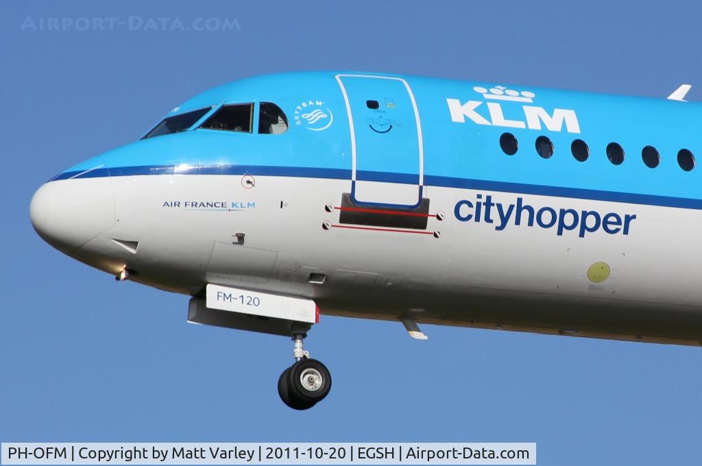 PH-OFM, 1993 Fokker 100 (F-28-0100) C/N 11475, Arriving at EGSH after an air test.