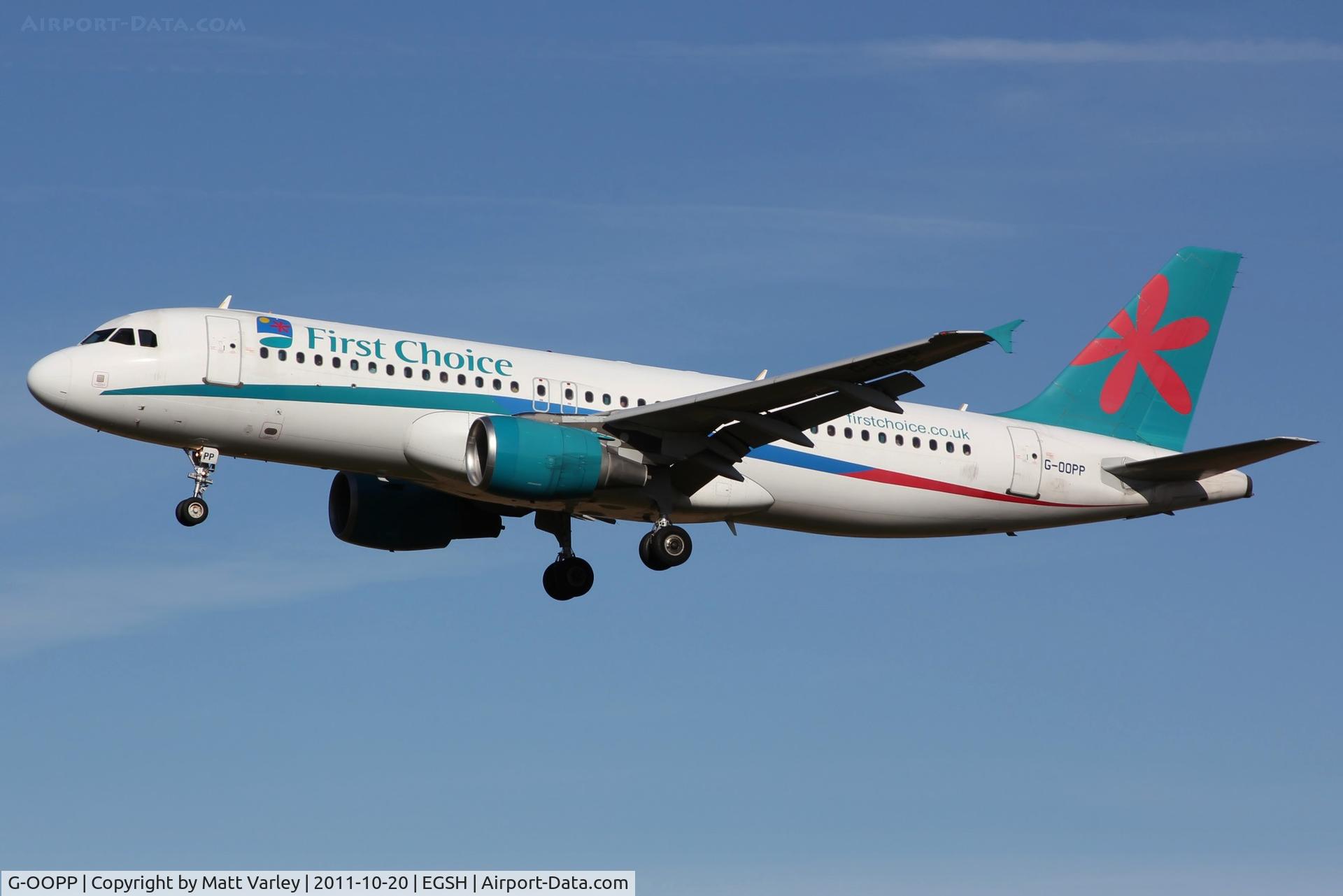 G-OOPP, 2001 Airbus A320-214 C/N 1571, Arriving at EGSH.