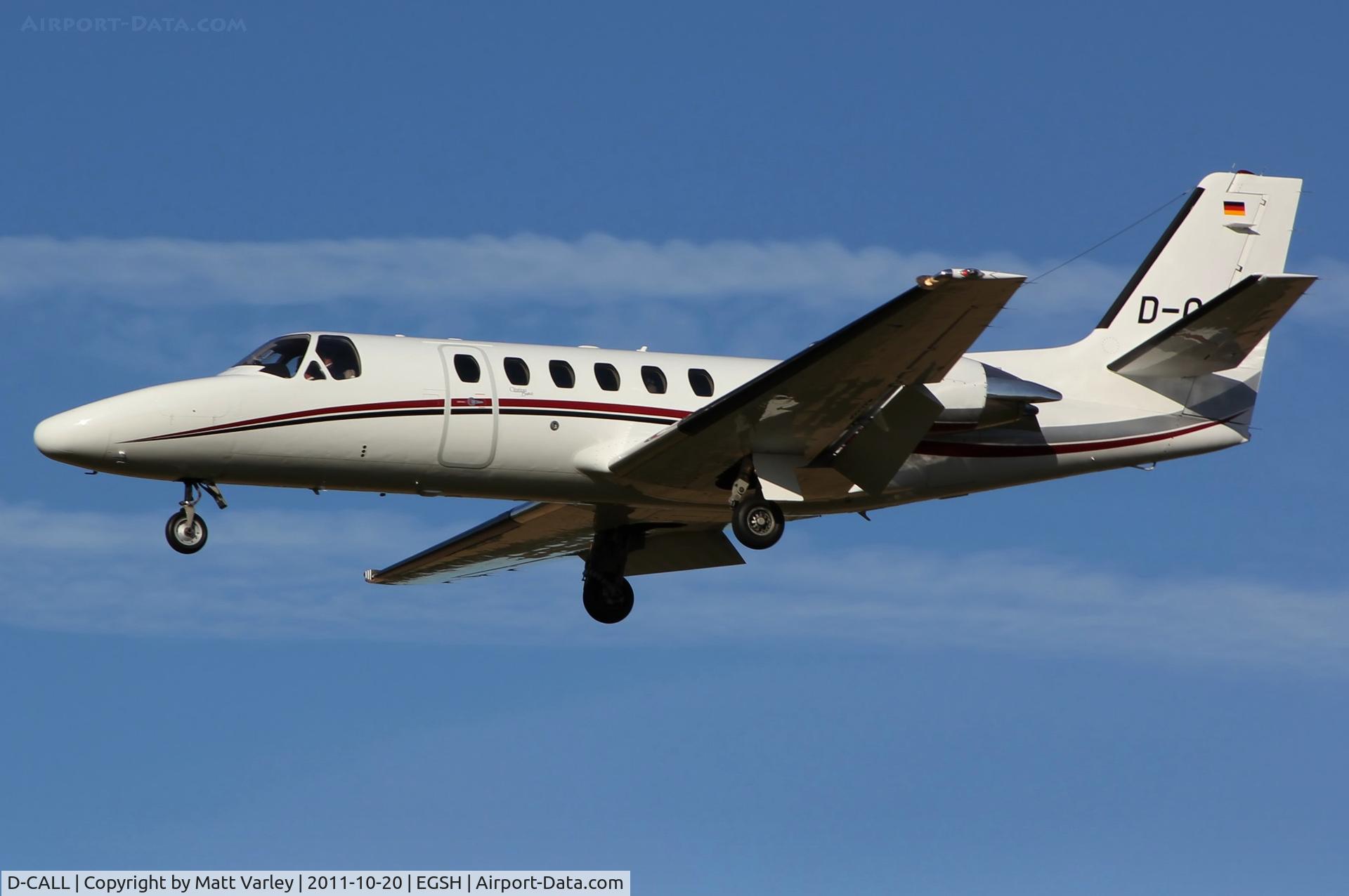 D-CALL, 1998 Cessna 550 Citation Bravo C/N 550-0834, Arriving at EGSH.