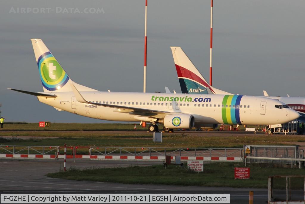 F-GZHE, 2008 Boeing 737-8K2 C/N 29678, Sat on stand 9 after a week in KLM engineering.