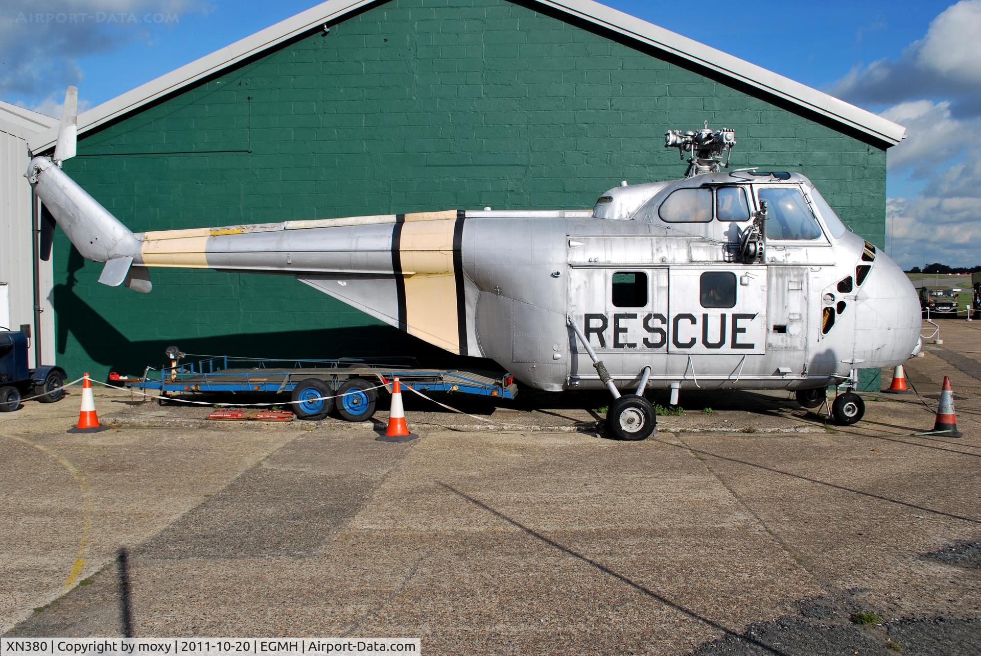 XN380, Westland Whirlwind HAS.7 C/N WA310, Westland Whirlwind HAS.7 being painted to look like a USAF Sikorsky H-19 Chickasaw rescue helicopter. At the History of RAF Manston museum.