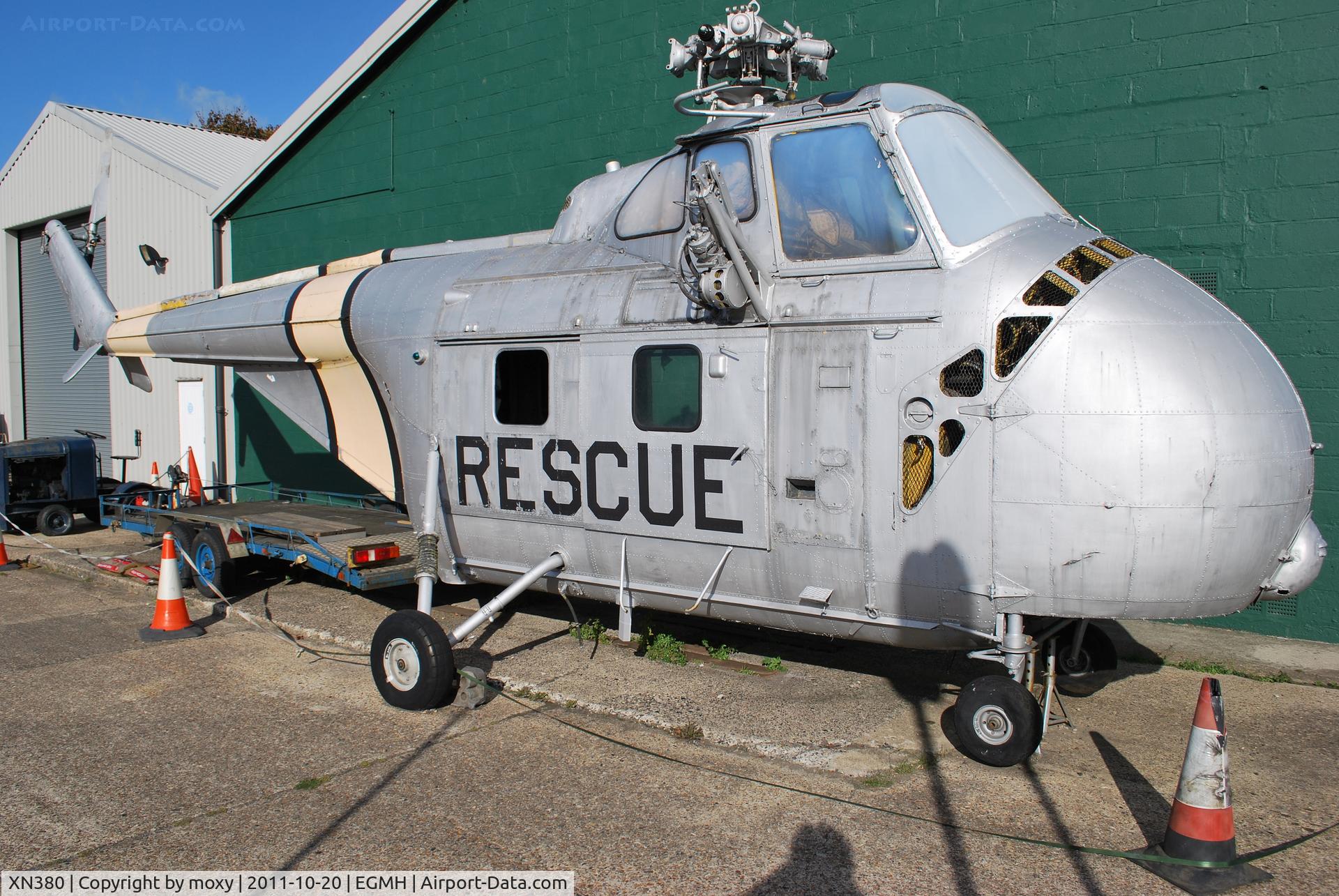 XN380, Westland Whirlwind HAS.7 C/N WA310, Westland Whirlwind HAS.7 being painted to look like a USAF Sikorsky H-19 Chickasaw rescue helicopter. At the History of RAF Manston museum.