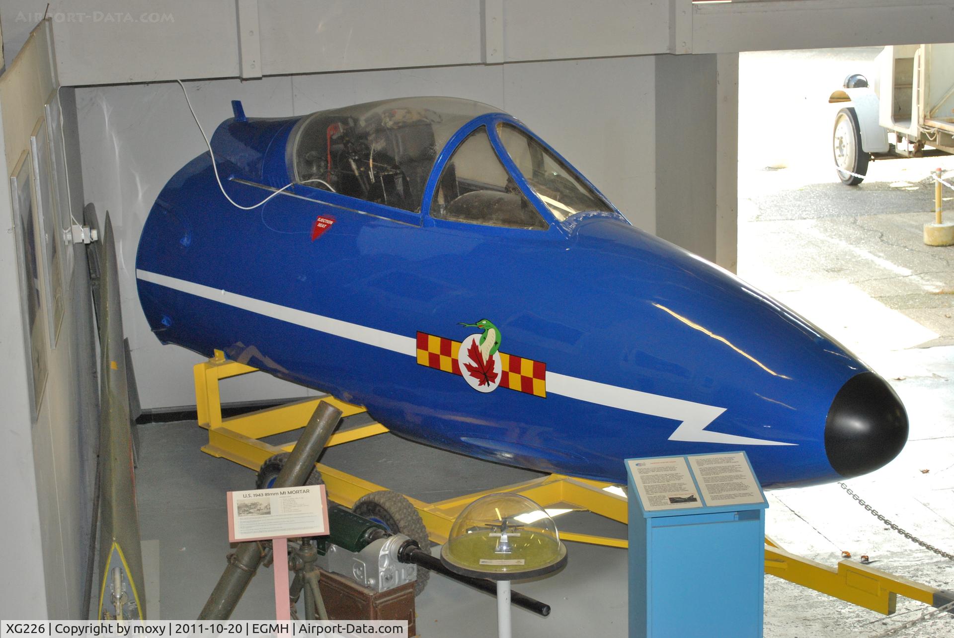 XG226, 1956 Hawker Hunter F.6A C/N 41H-680038, Hunter F.Mk6A nose section at the History of RAF Manston museum.