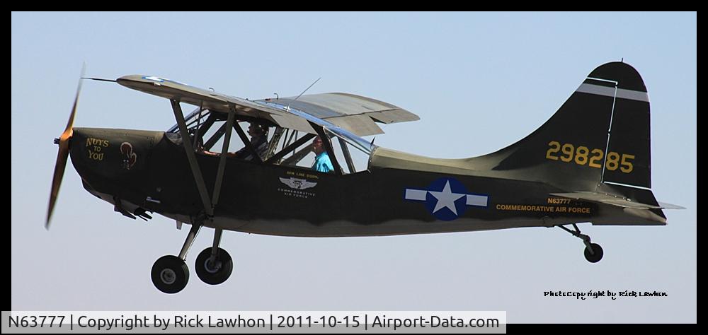 N63777, 1943 Stinson L-5 Sentinel C/N 76-526, Takeoff at Tradewinds Airport, Amarillo, Texas.