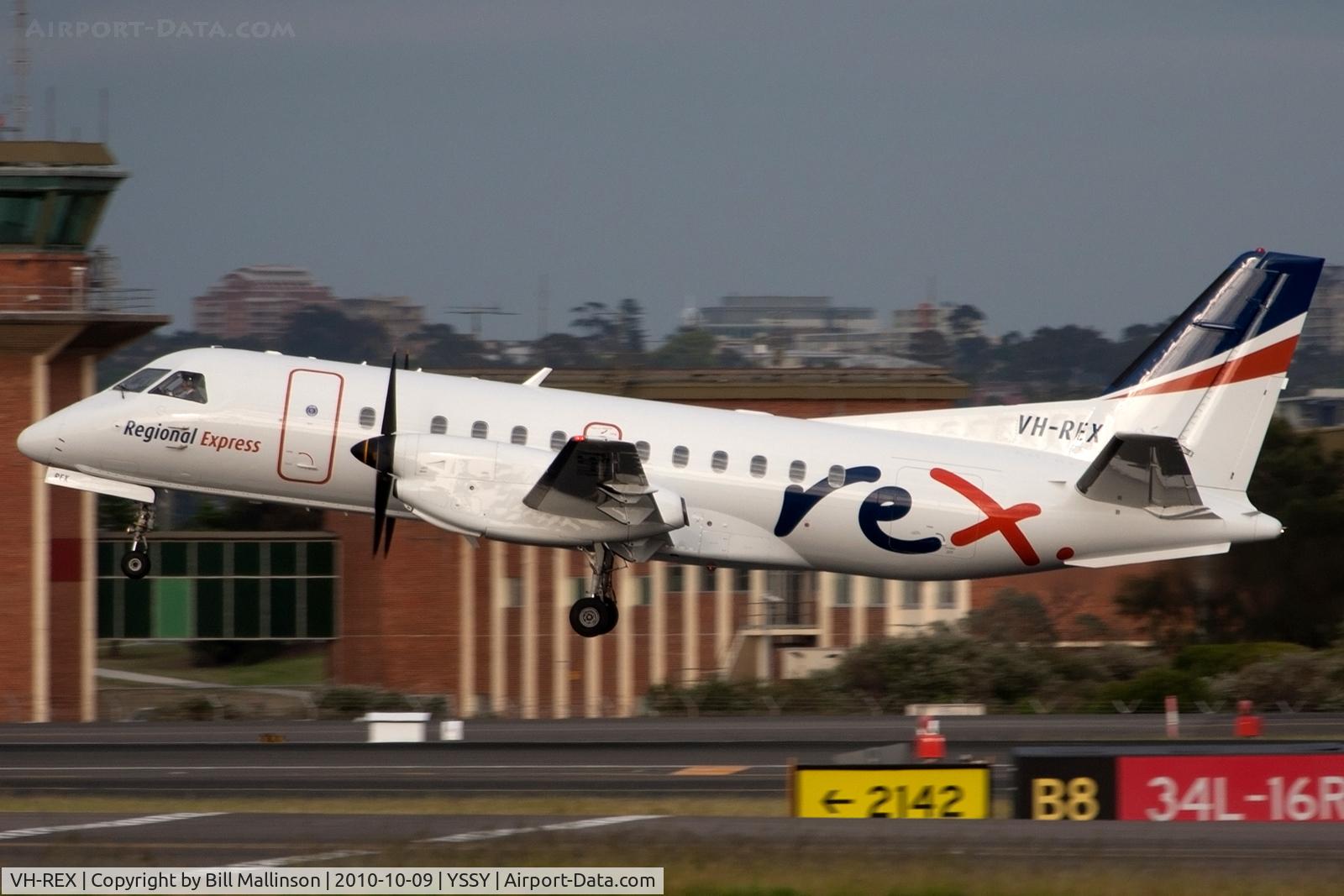 VH-REX, 1996 Saab 340B C/N 340B-384, away from 16R