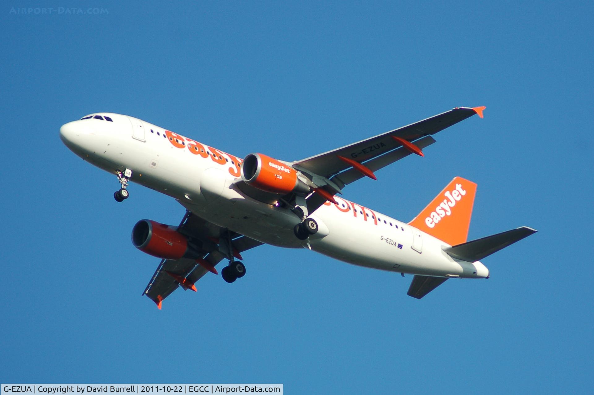G-EZUA, 2011 Airbus A320-214 C/N 4588, Easyjet Airbus A320-214 on approach Manchester Airport.
