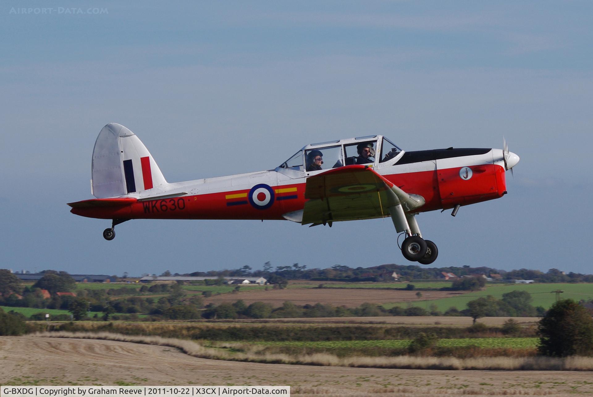 G-BXDG, 1950 De Havilland DHC-1 Chipmunk T.10 C/N C1/0644, Departing from Northrepps.