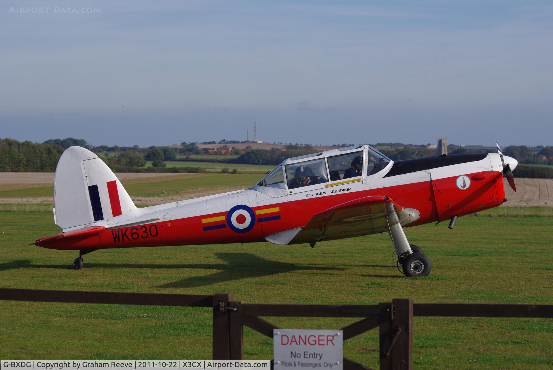 G-BXDG, 1950 De Havilland DHC-1 Chipmunk T.10 C/N C1/0644, Parked at Northrepps.