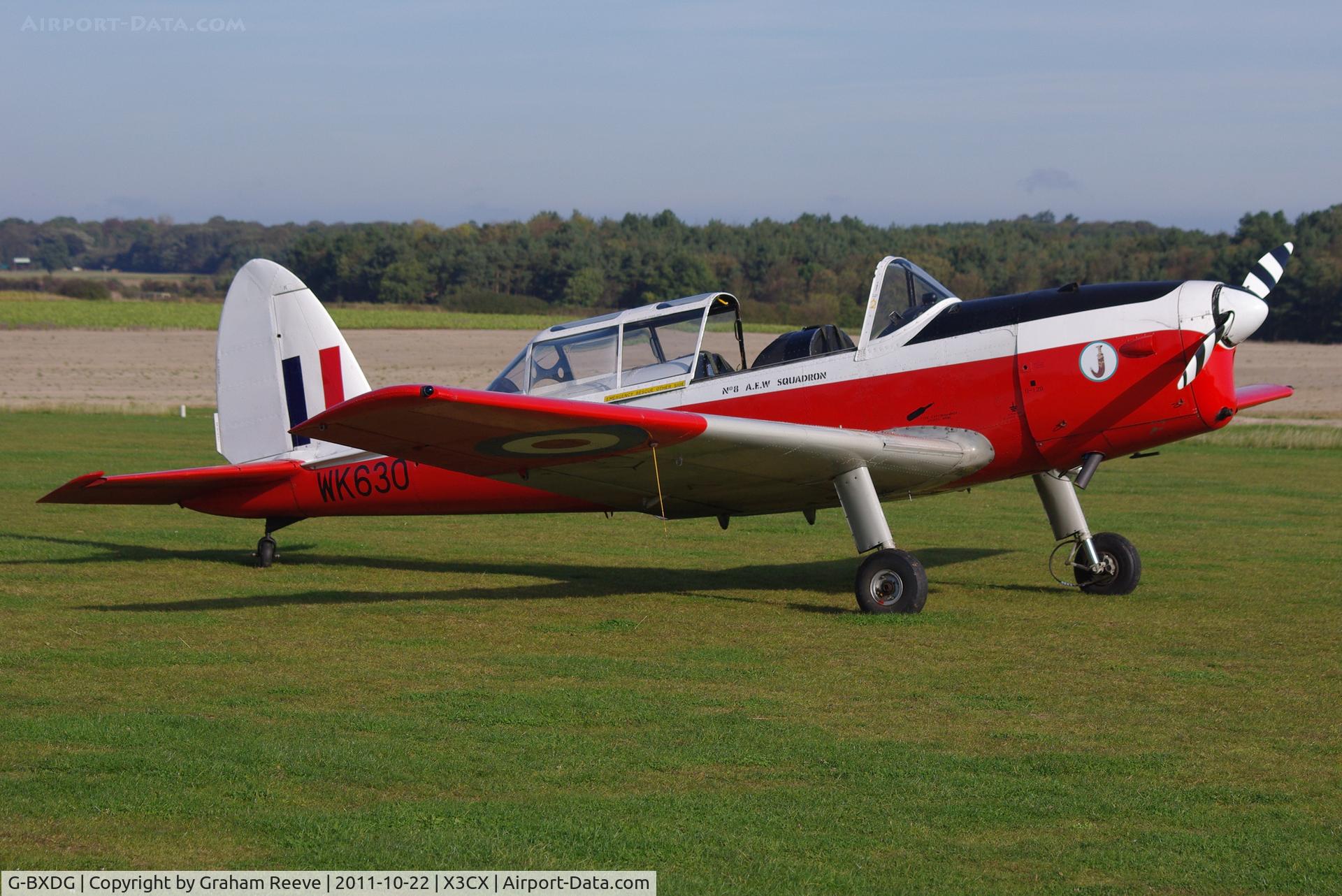 G-BXDG, 1950 De Havilland DHC-1 Chipmunk T.10 C/N C1/0644, Parked at Northrepps.