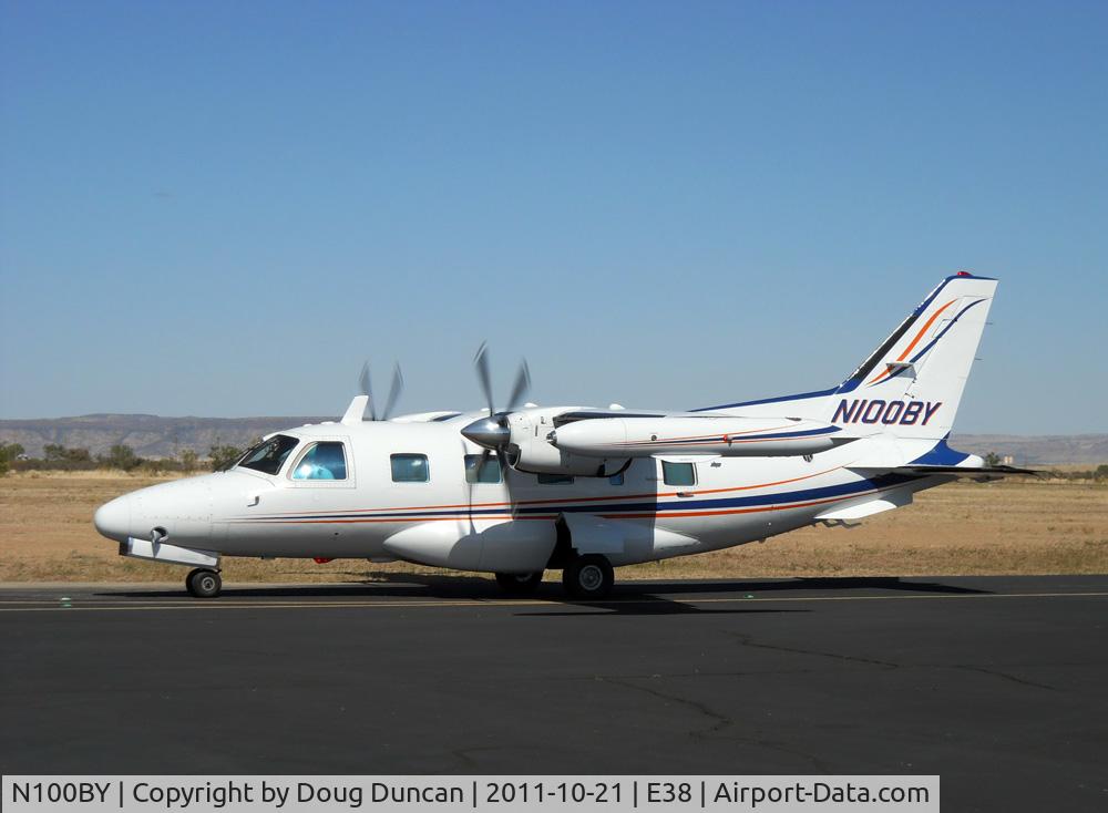 N100BY, 1984 Mitsubishi MU-2B-60 Marquise C/N 1565 S.A., With a new paint job at Alpine-Casparis Airport.