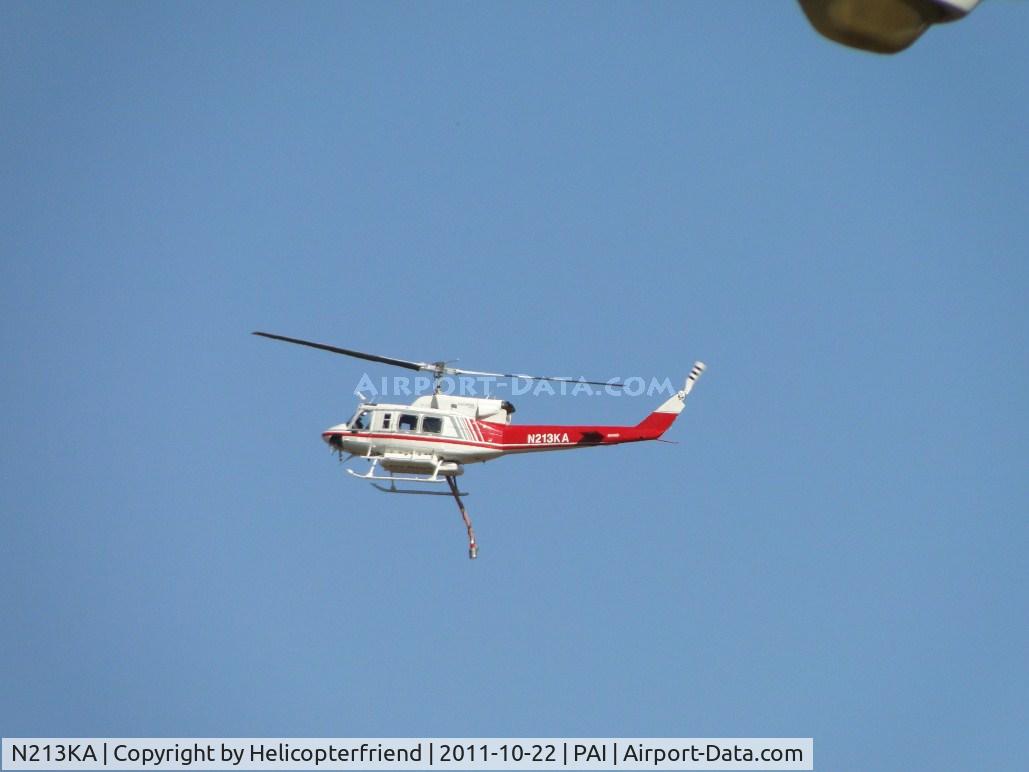 N213KA, 1981 Bell 212 C/N 31172, Inbound for water drop on the 