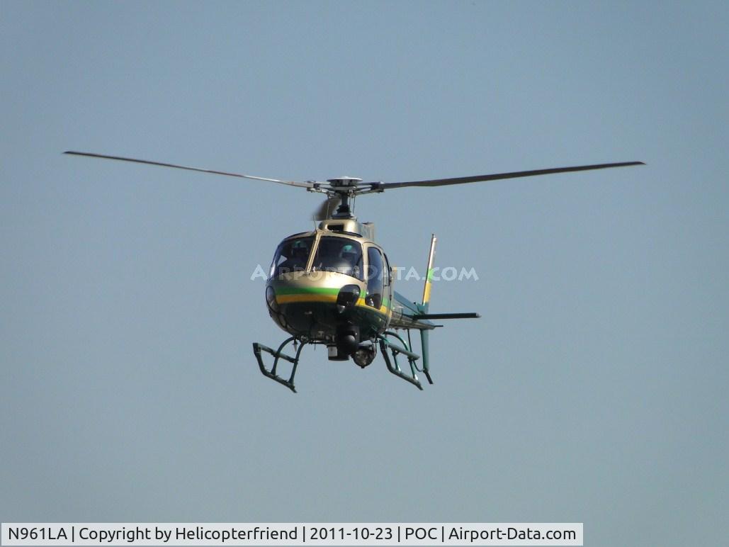 N961LA, 2011 Eurocopter AS-350B-2 Ecureuil Ecureuil C/N 7129, On final on taxiway Sierra, heading to LACO helipad