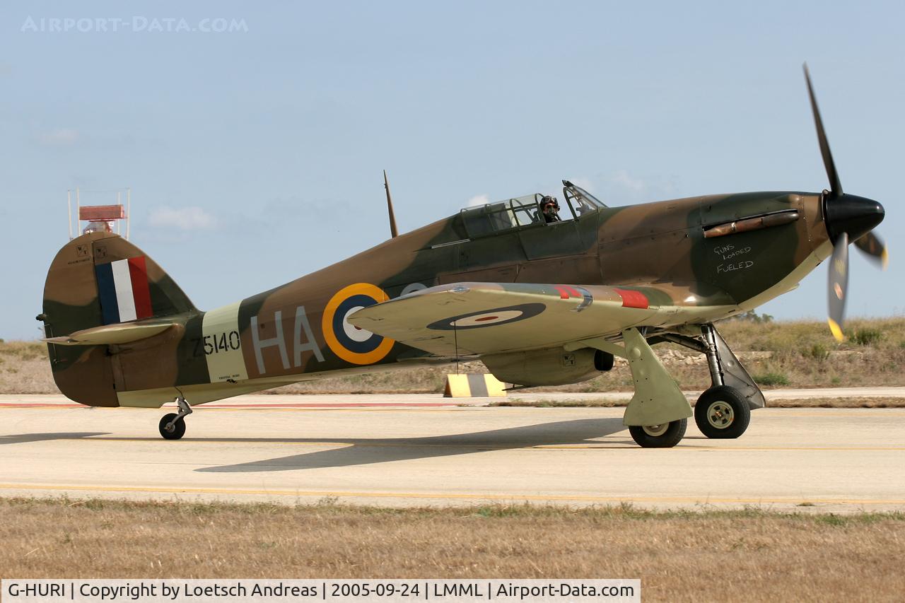 G-HURI, 1942 Hawker (CCF) Hurricane Mk12A C/N 72036, taxi to RWY