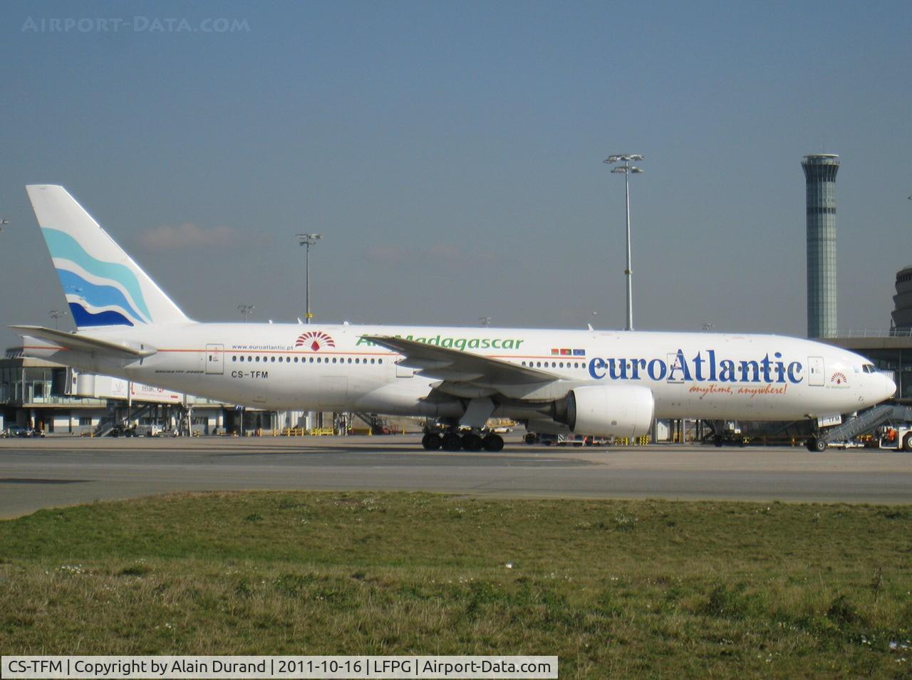 CS-TFM, 1998 Boeing 777-212/ER C/N 28513, C/N 144, now leased to Air Madagascar to cover the ban in operating the 767-300s to the European Union.