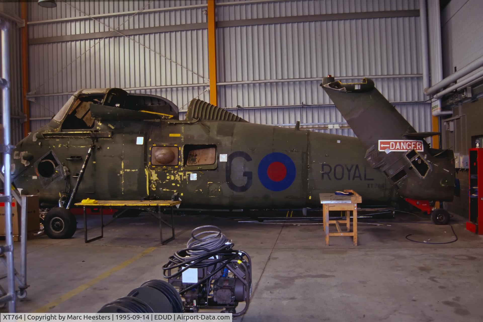 XT764, 1967 Westland Wessex HU.5 C/N WA486, Tucked away in a hangar on this army air field in Germany, mid 90's.
