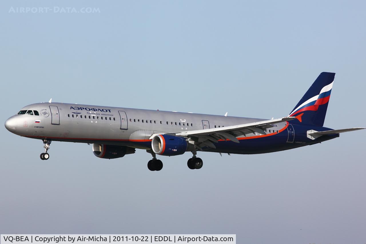 VQ-BEA, 2009 Airbus A321-211 C/N 4058, Aeroflot, Airbus A321-211, CN: 4058, Name: I.Michurin