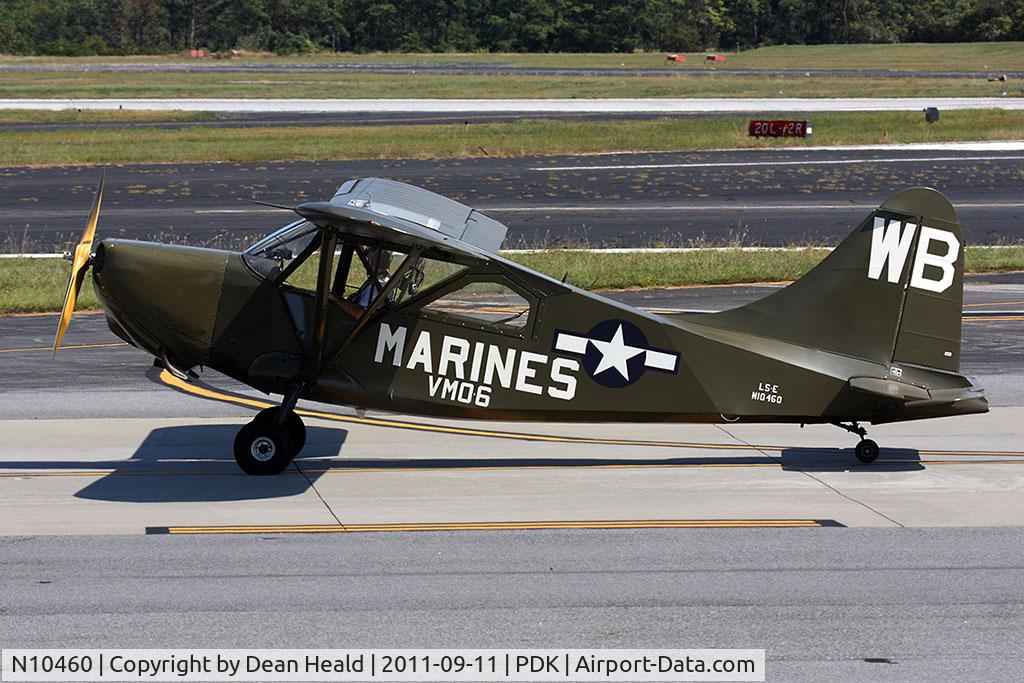 N10460, Stinson L-5E Sentinel C/N 44-03957, 1944 Stinson L-5E-1 Sentinel taxiing to the hangar after arrival on RWY 2L.