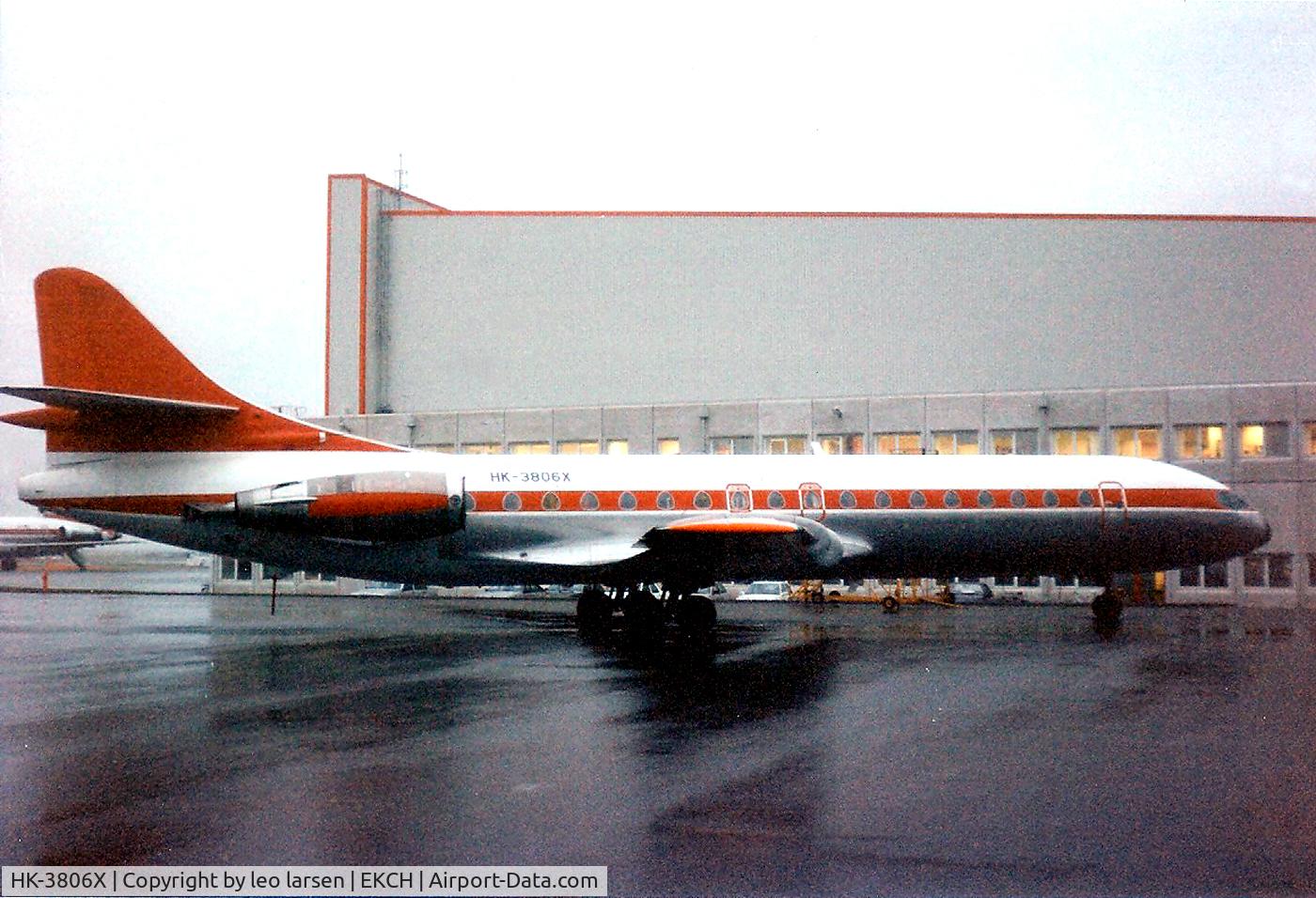 HK-3806X, 1969 Sud Aviation SE-210 Caravelle 10B3 Super B C/N 262, CPH nov.1992 rainy day ex OY-STH Sterling AW