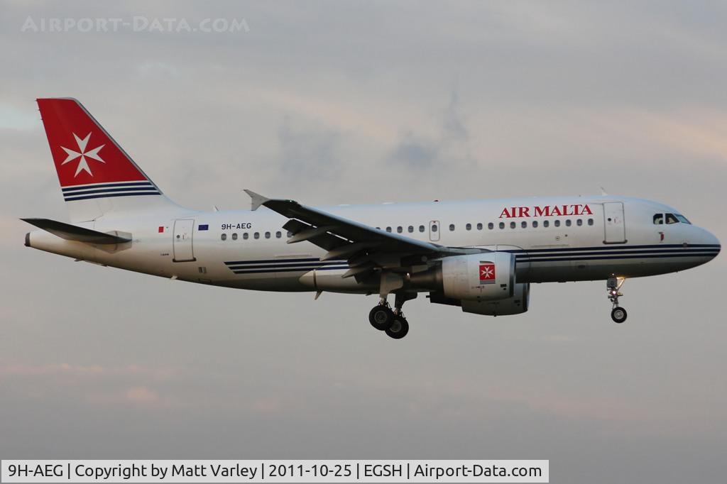 9H-AEG, 2003 Airbus A319-112 C/N 2113, Arriving at EGSH