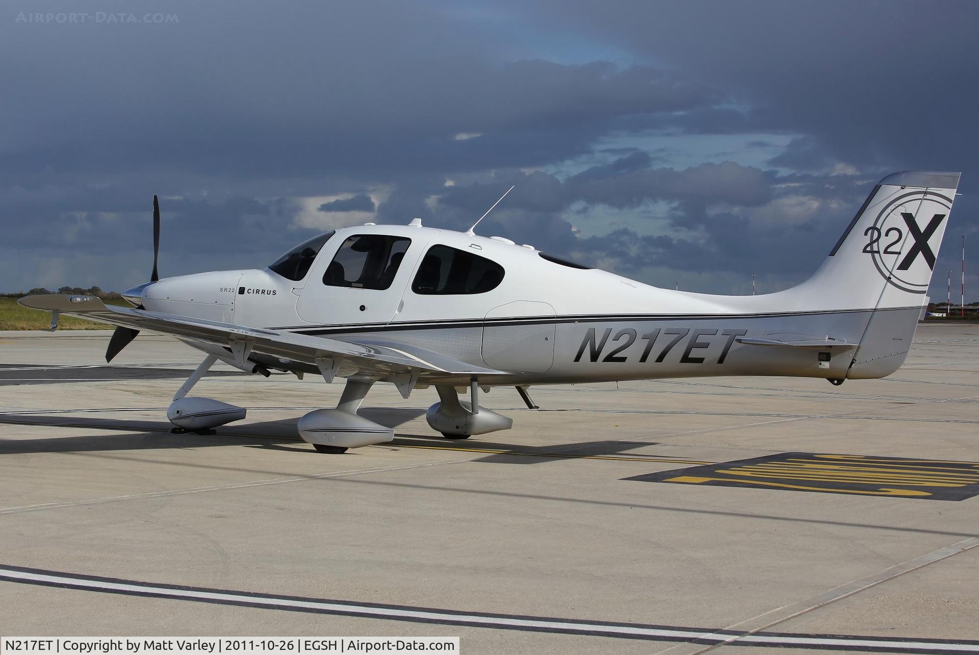 N217ET, Cirrus SR22X Turbo C/N 3637, Sat on stand at Saxon Air.