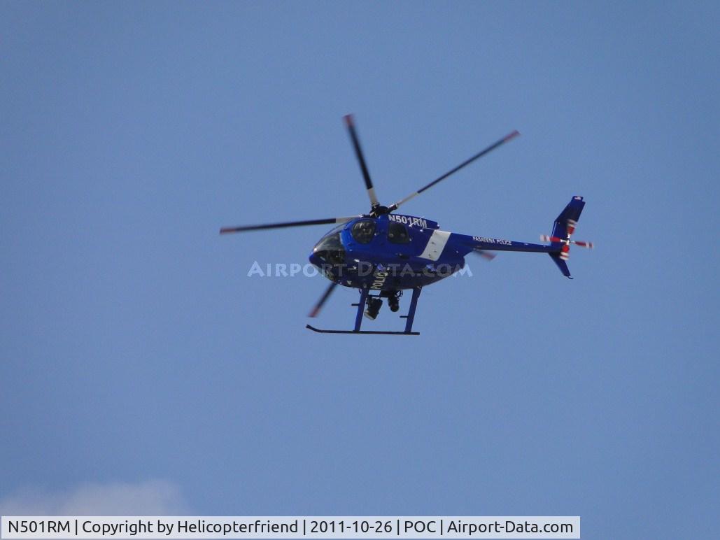 N501RM, 2009 MD Helicopters 369E C/N 0598E, Orbiting while assisting Pomona PD