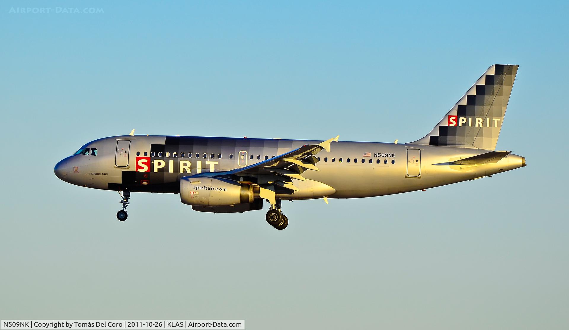 N509NK, 2005 Airbus A319-132 C/N 2603, N509NK Spirit Airlines 2005 Airbus A319-132 C/N 2603

Las Vegas - McCarran International (LAS / KLAS)
USA - Nevada, October 26, 2011
Photo: Tomás Del Coro