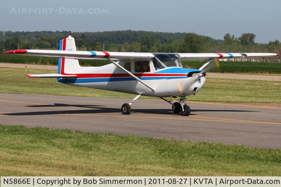 N5866E, 1959 Cessna 150 C/N 17366, Departing the EAA Fly-in at Newark, Ohio