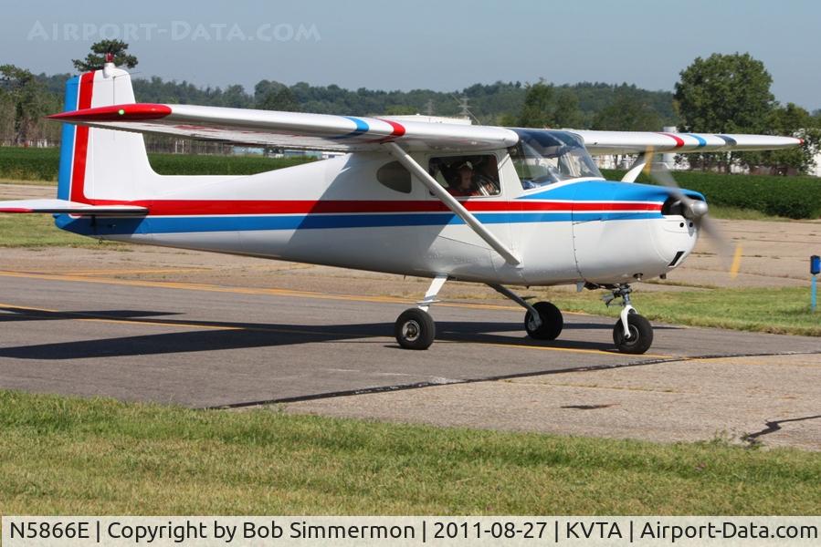 N5866E, 1959 Cessna 150 C/N 17366, Departing the EAA Fly-in at Newark, Ohio