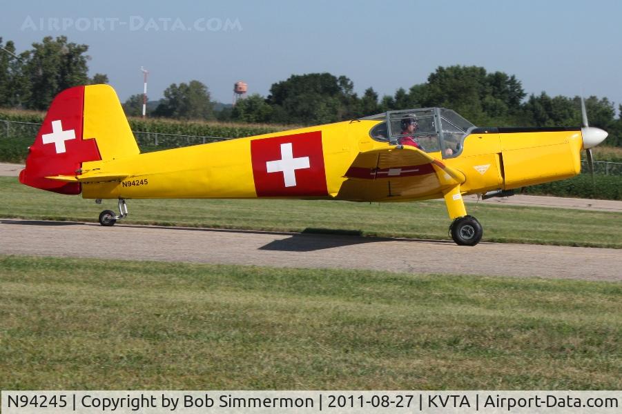 N94245, 1949 Bucker Bu-181 Bestmann C/N 25145, Departing the EAA fly-in at Newark, Ohio