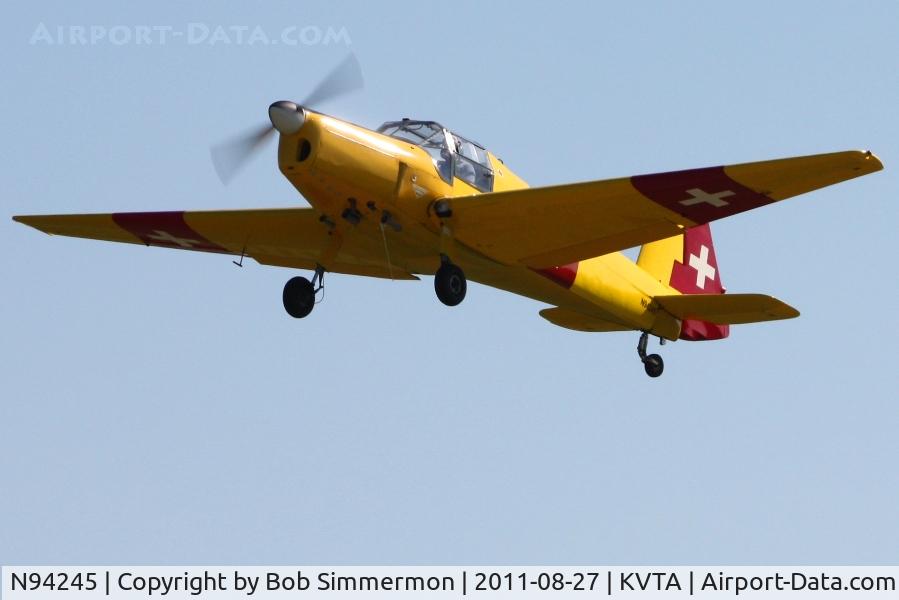 N94245, 1949 Bucker Bu-181 Bestmann C/N 25145, Departing the EAA fly-in at Newark, Ohio