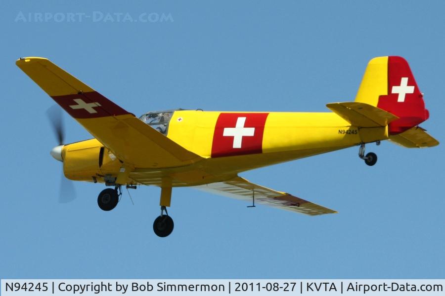 N94245, 1949 Bucker Bu-181 Bestmann C/N 25145, Departing the EAA fly-in at Newark, Ohio