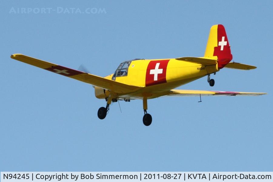 N94245, 1949 Bucker Bu-181 Bestmann C/N 25145, Departing the EAA fly-in at Newark, Ohio