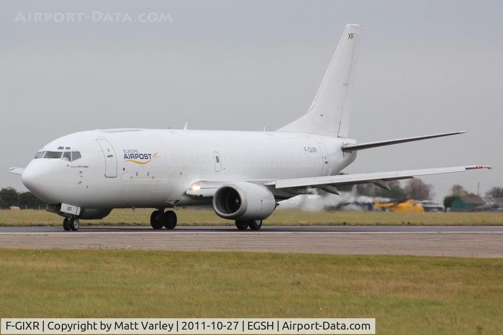 F-GIXR, 1992 Boeing 737-3H6 C/N 27125, Departing EGSH after dropping off Coldplay's stage equipment.