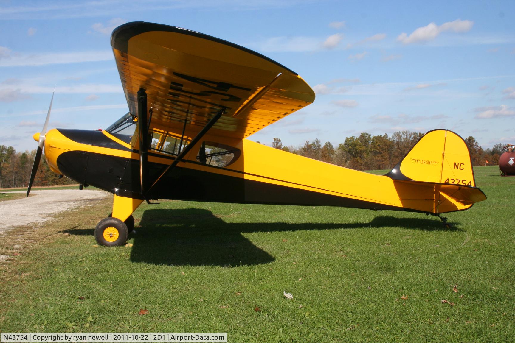 N43754, 1946 Taylorcraft BC12-D C/N 7413, NC 43754 on the day before her first flight in 22 years