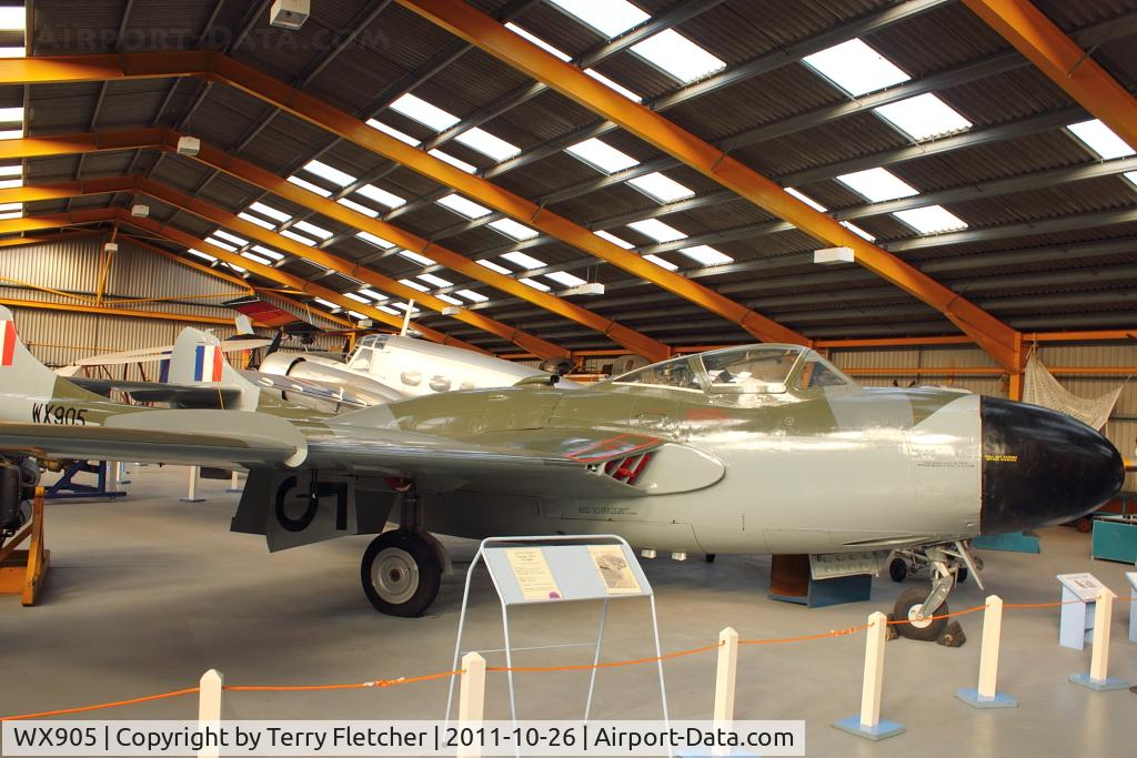 WX905, De Havilland DH-112 Venom NF.3 C/N Not found WX905, At Newark Air Museum in the UK