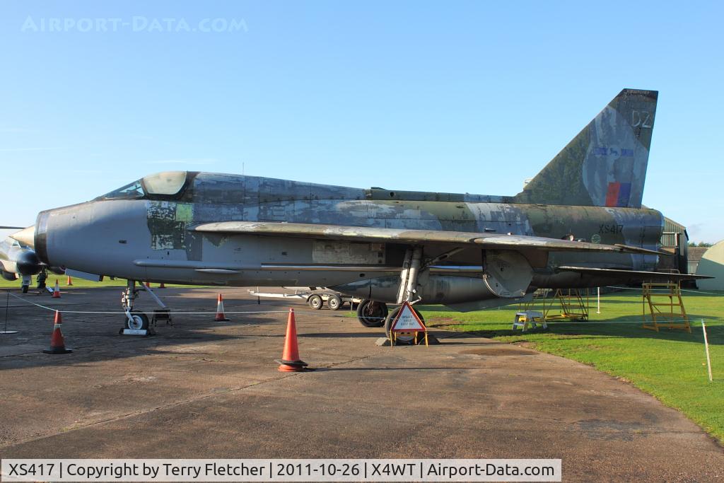 XS417, 1964 English Electric Lightning T.5 C/N 95002, At Newark Air Museum in the UK