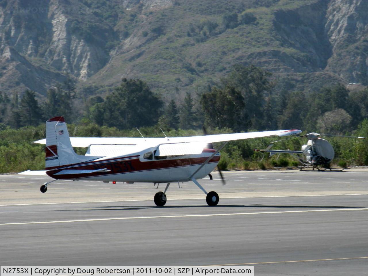 N2753X, 1965 Cessna 180H Skywagon C/N 18051553, 1965 Cessna 180H, Continental O-470 230 Hp, landing roll Rwy 22