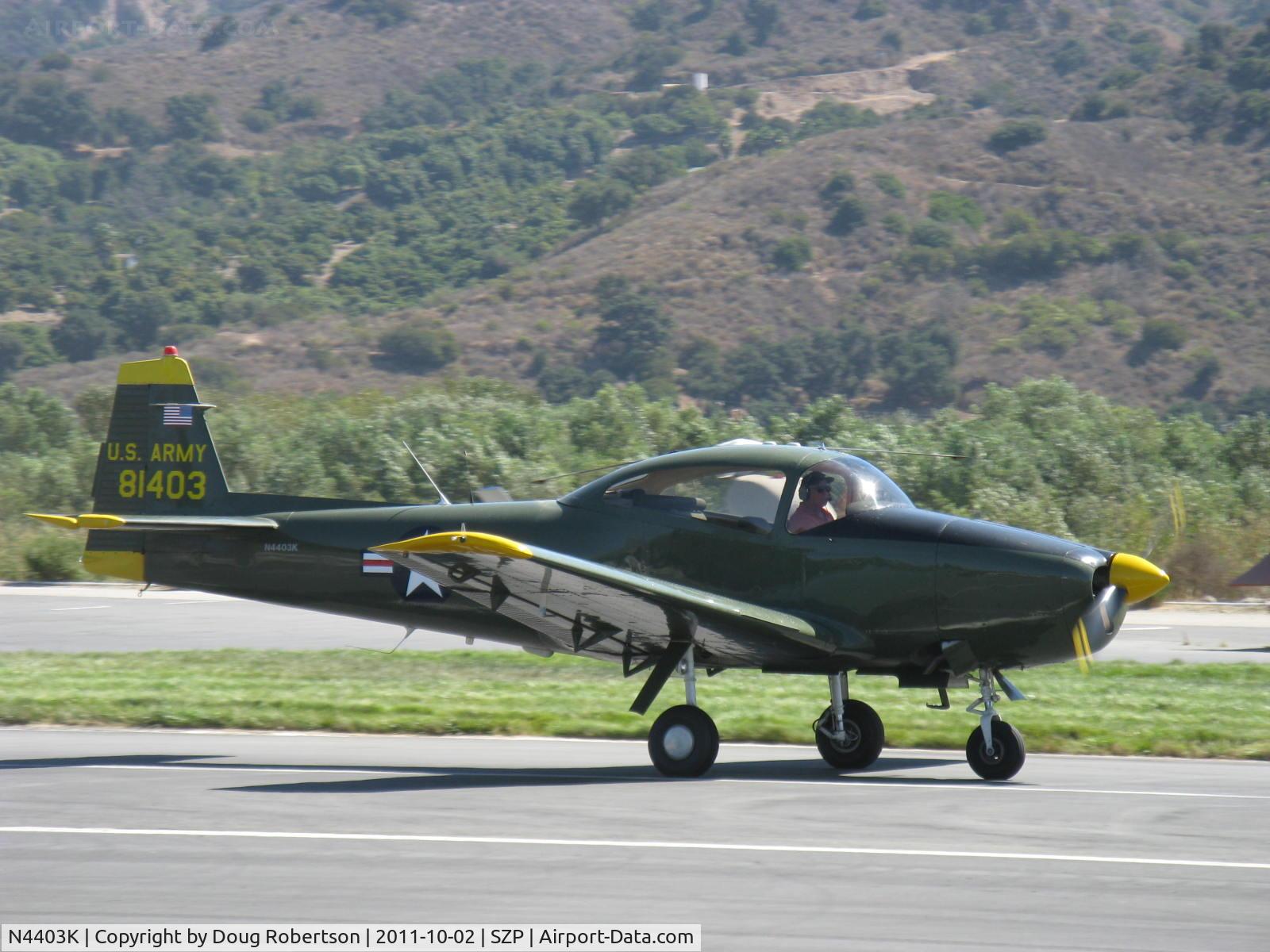 N4403K, 1948 Ryan Navion C/N NAV-4-1403, 1948 Ryan NAVION as L17B, Continental E-185 (Owner states 225 Hp upgrade), landing roll Rwy 22