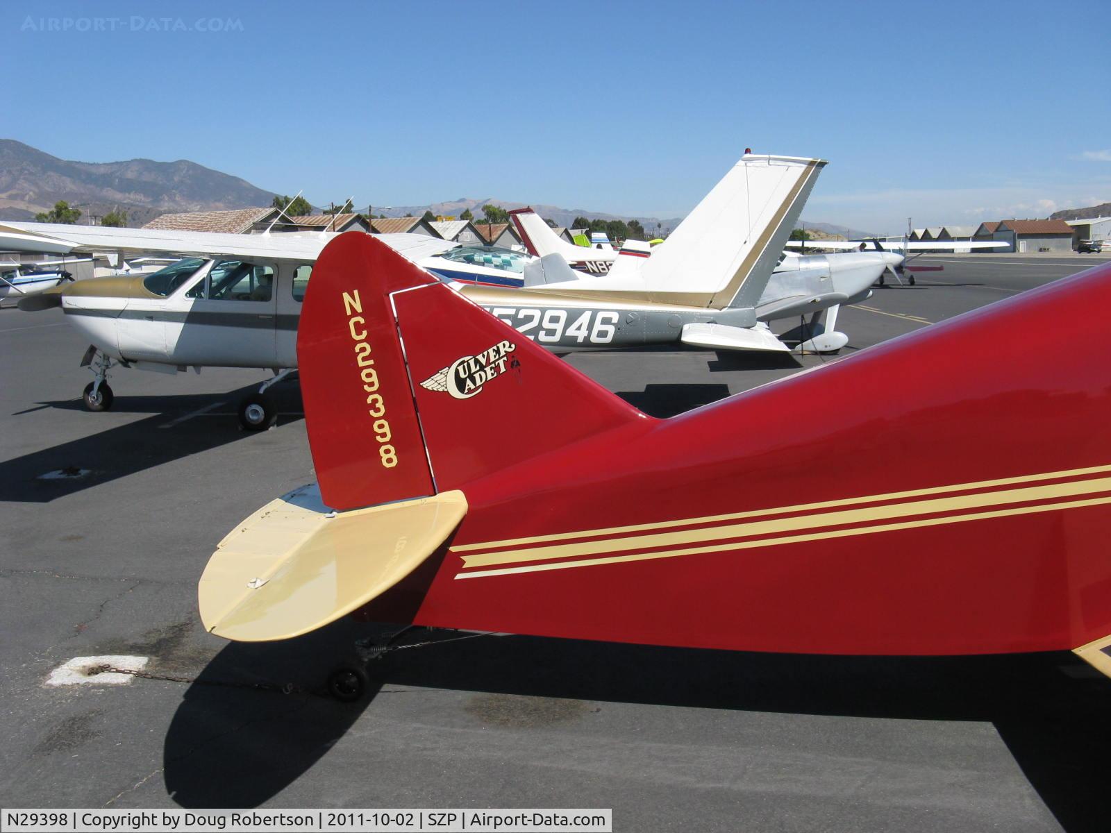 N29398, 1940 Culver LCA C/N 191, 1940 Culver LCA CADET, Continental A&C75 75 Hp, tail logo on beautiful restoration of Al Mooney design
