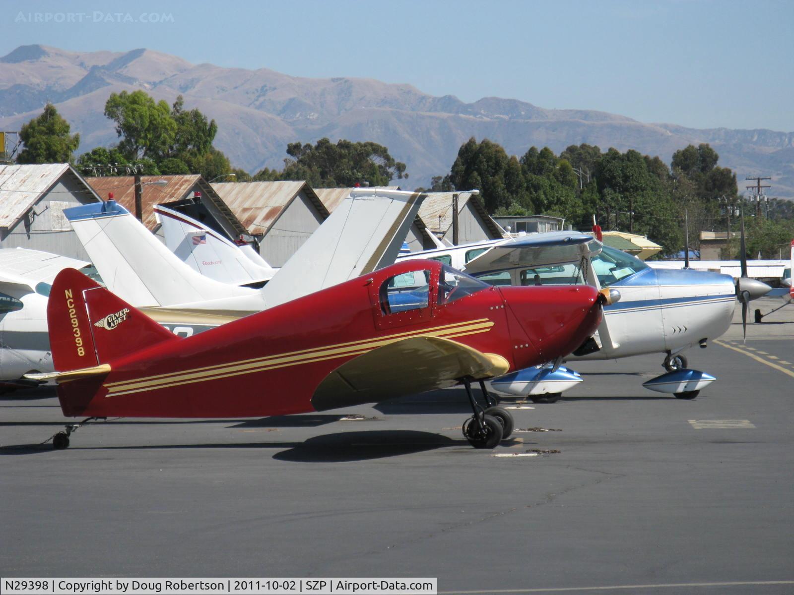 N29398, 1940 Culver LCA C/N 191, 1940 Culver LCA CADET, Continental A&C75 75 Hp, N29398 was the subject of an AOPA Pilot magazine flight test report article by Barry Schiff flying with the owner/restorer.