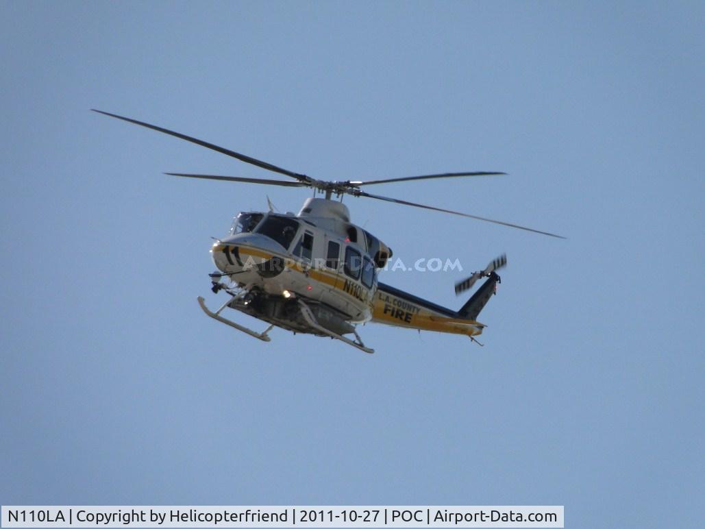 N110LA, 2005 Bell 412EP C/N 36392, Slowing down to enter LA County Air Ops helipad #1