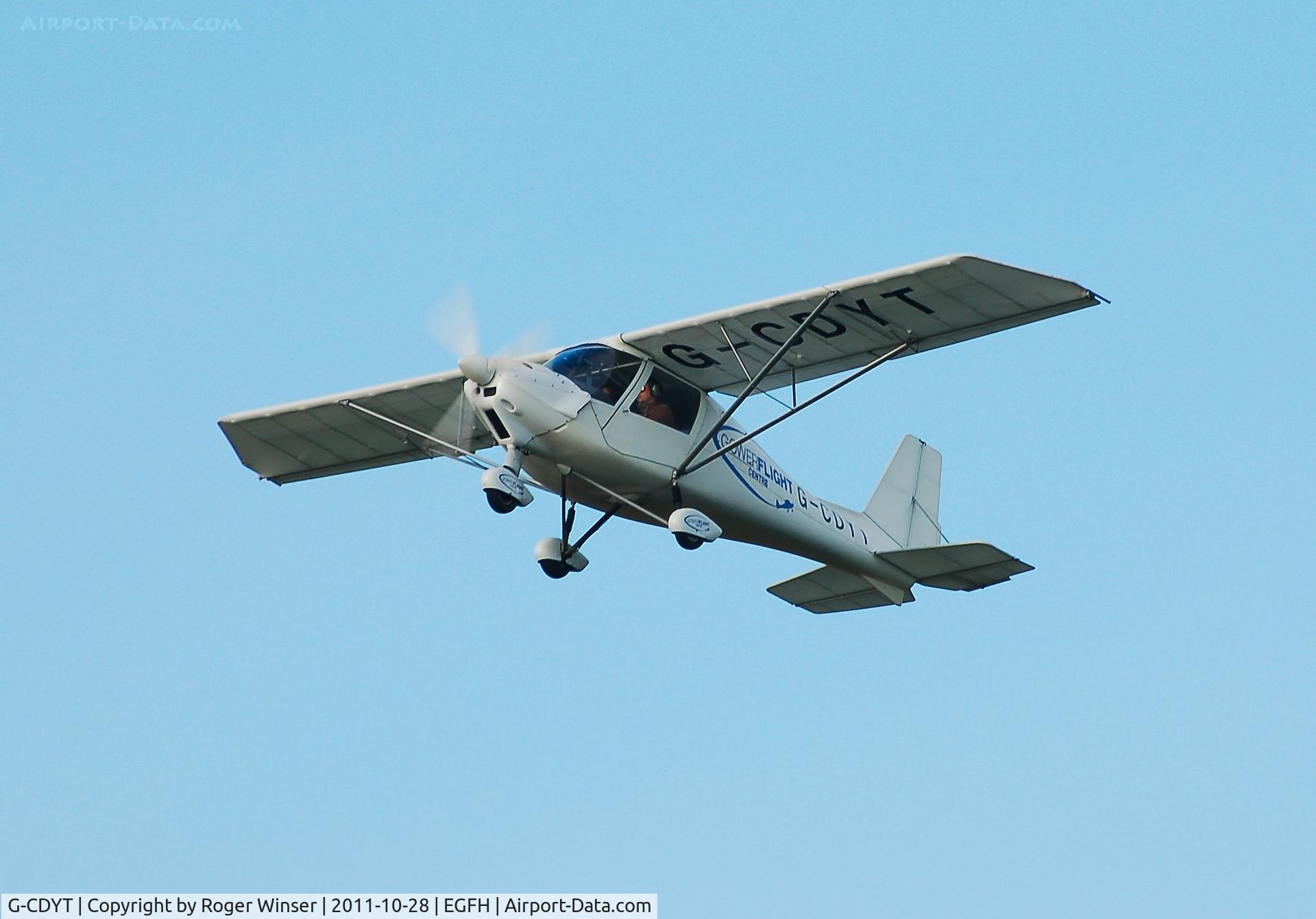 G-CDYT, 2006 Comco Ikarus C42 FB80 C/N 0603-6798, Departing Runway 22. Operated by Gower Flight Centre.