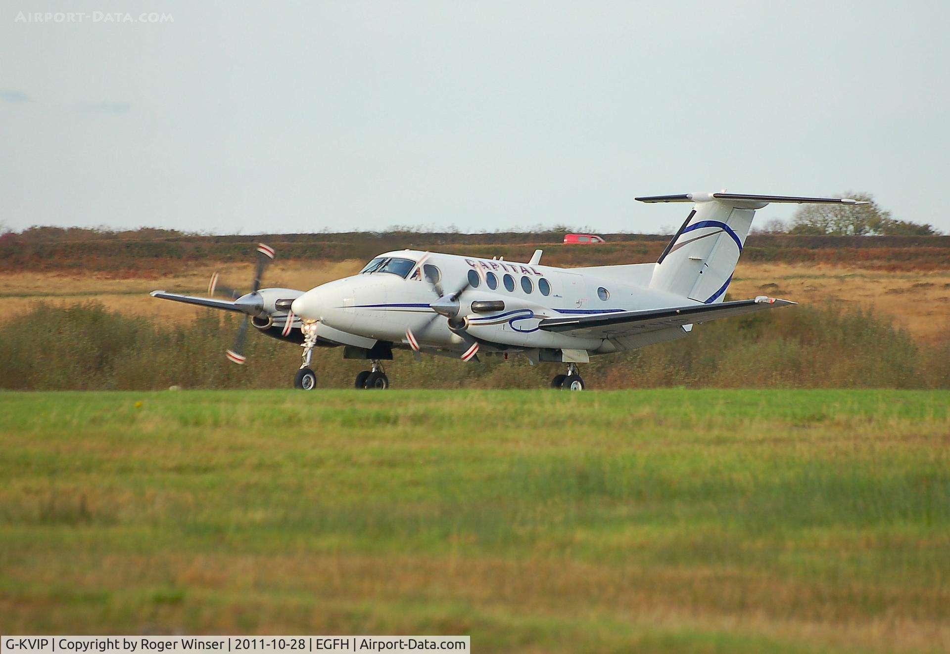 G-KVIP, 1979 Beech 200 Super King Air C/N BB-487, Capital's Super King Air arriving Runway 22.