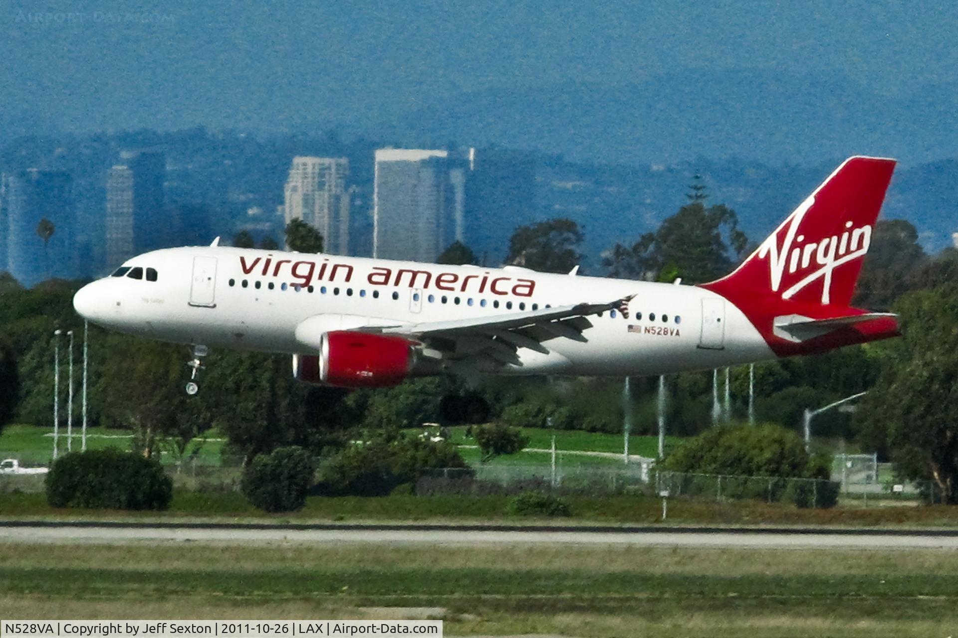 N528VA, 2008 Airbus A319-112 C/N 3445, Landing at LAX