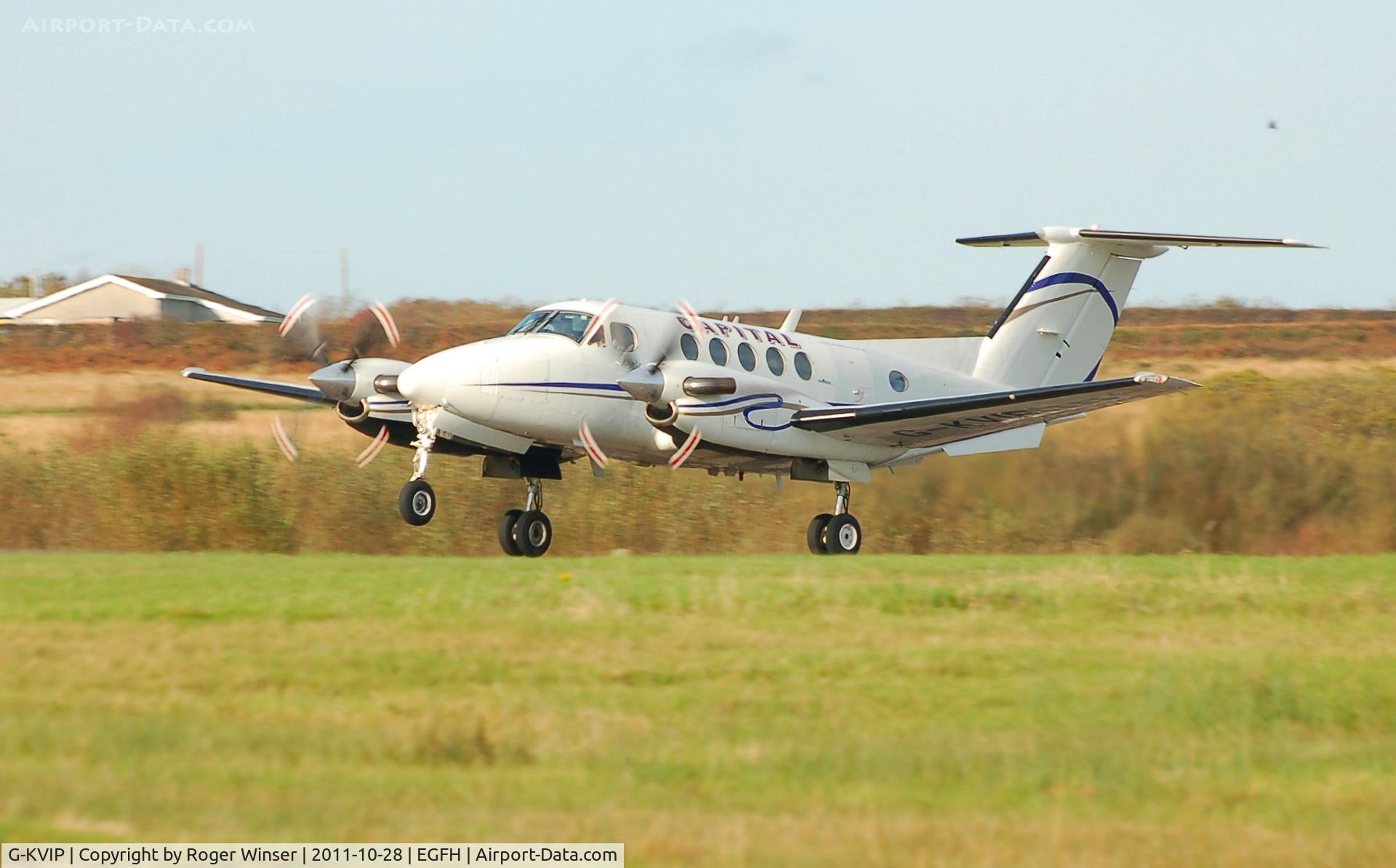 G-KVIP, 1979 Beech 200 Super King Air C/N BB-487, Capital's Super King Air departing on Runway 22.