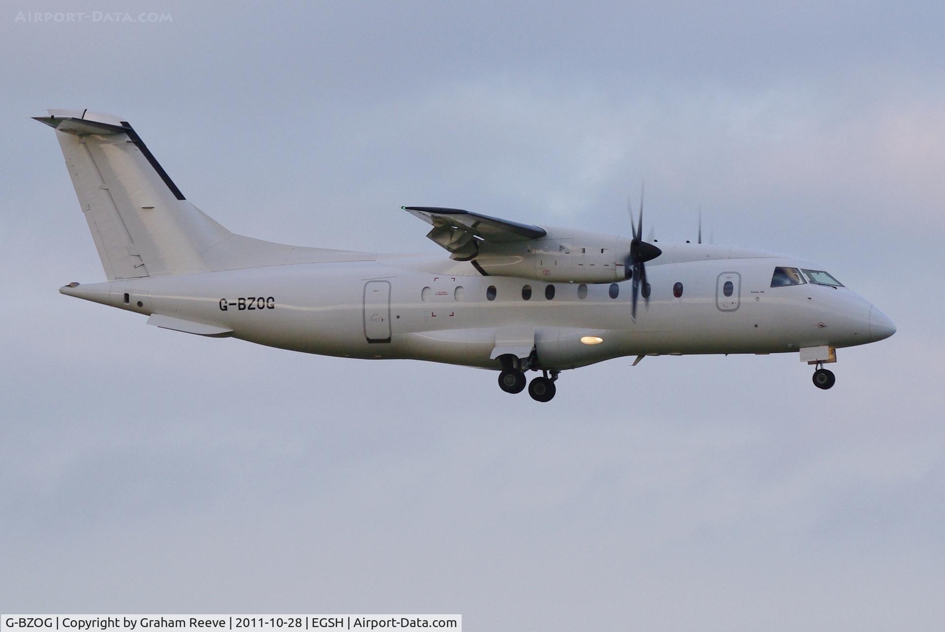 G-BZOG, 1998 Dornier 328-100 C/N 3088, about to touch down.